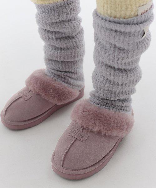 시그니처 퍼 카라 플랫폼 슬라이더_핑크