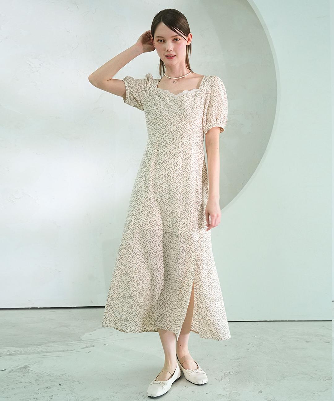 Heart Slit Long Dress IVORY