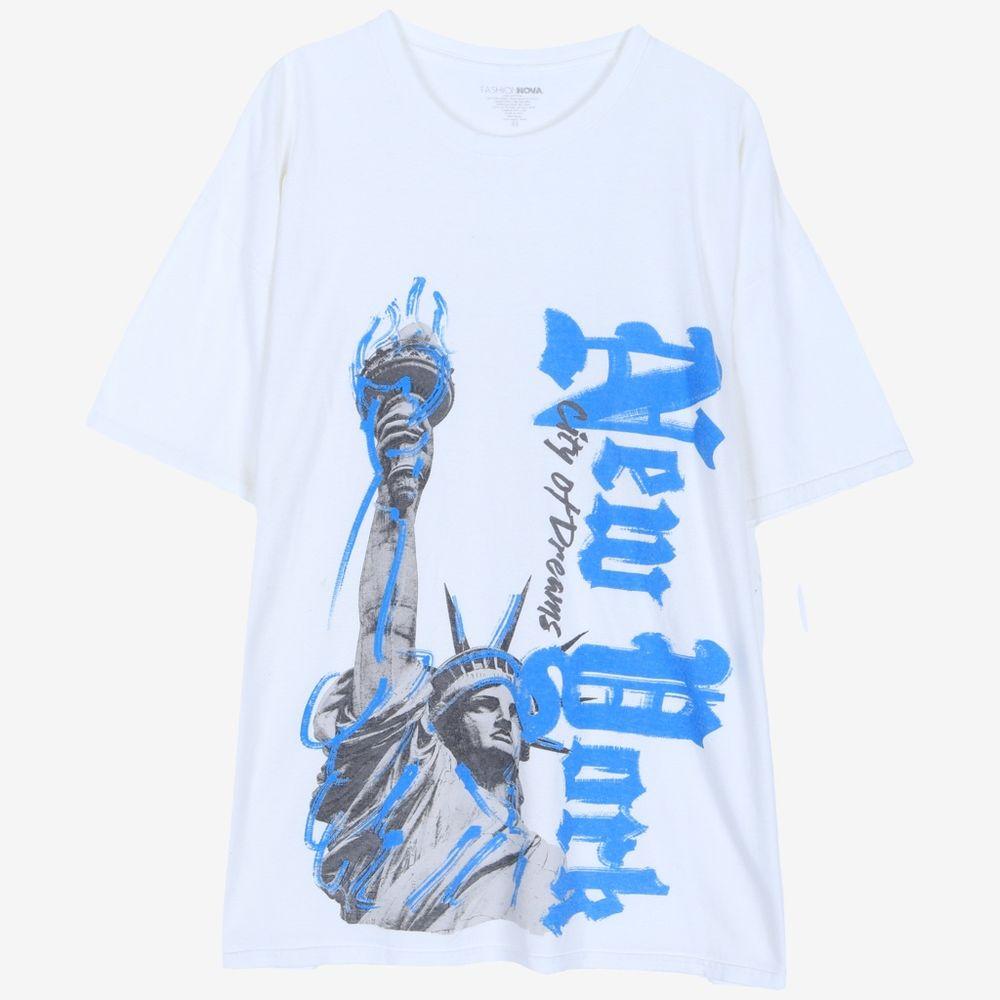 FASHION NOVA면 100% 프린팅 반팔 티UNISEX(XL)