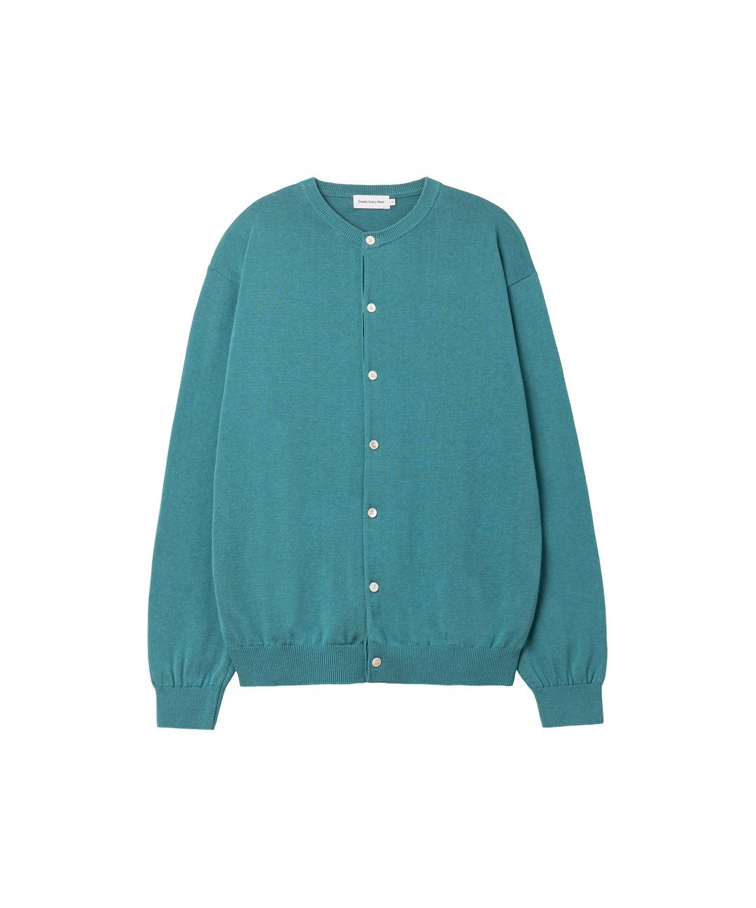 코튼 라운드 넥 가디건 (터콰이즈)