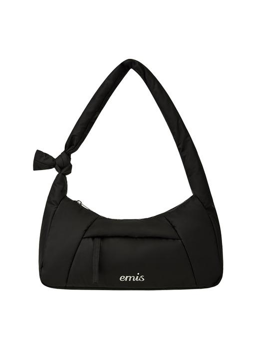 PADDED ZIP POCKET SHOULDER BAG-BLACK