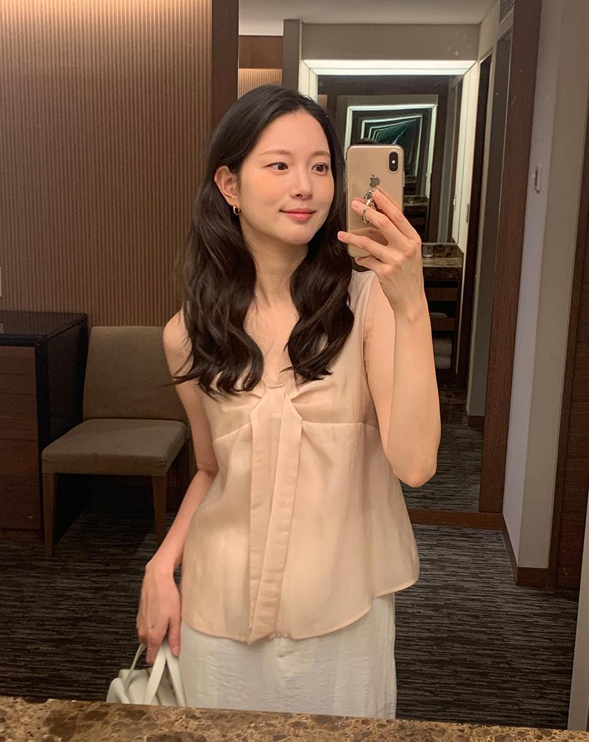 (5일소요)큐어 타이 나시 블라우스 3color!