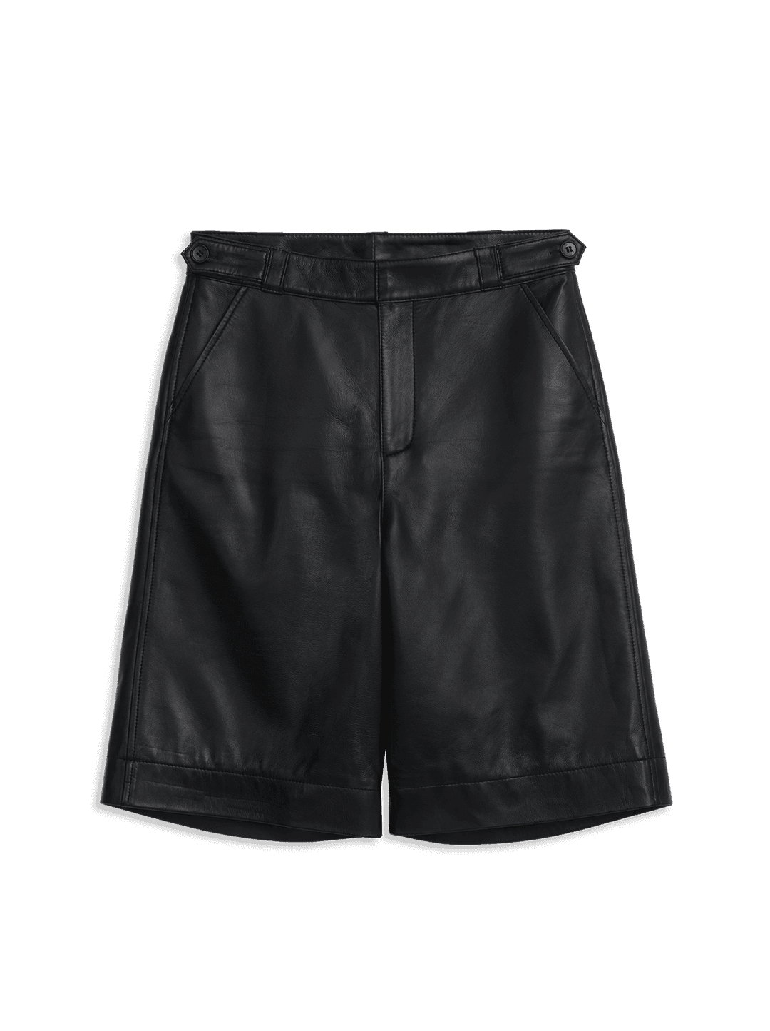 LAMBSKIN LEATHER BERMUDA SHORTS (BLACK)