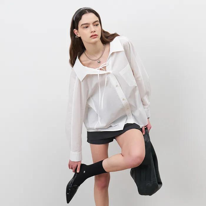 Spring_ Ivory String Oversized Shirt