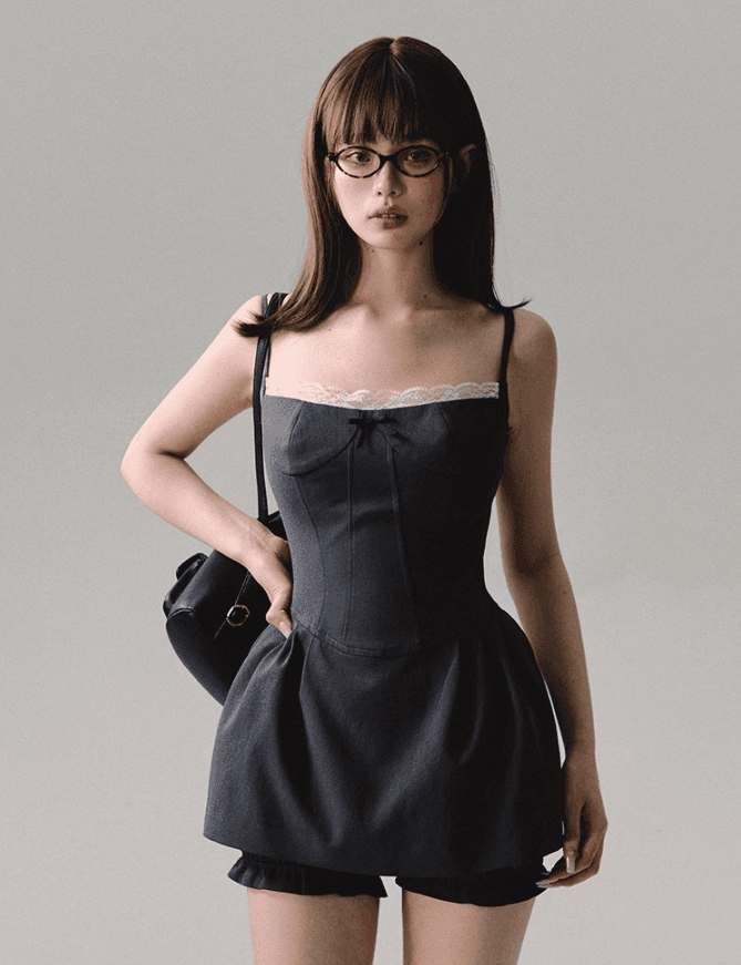 Lace Trim Corset Dress