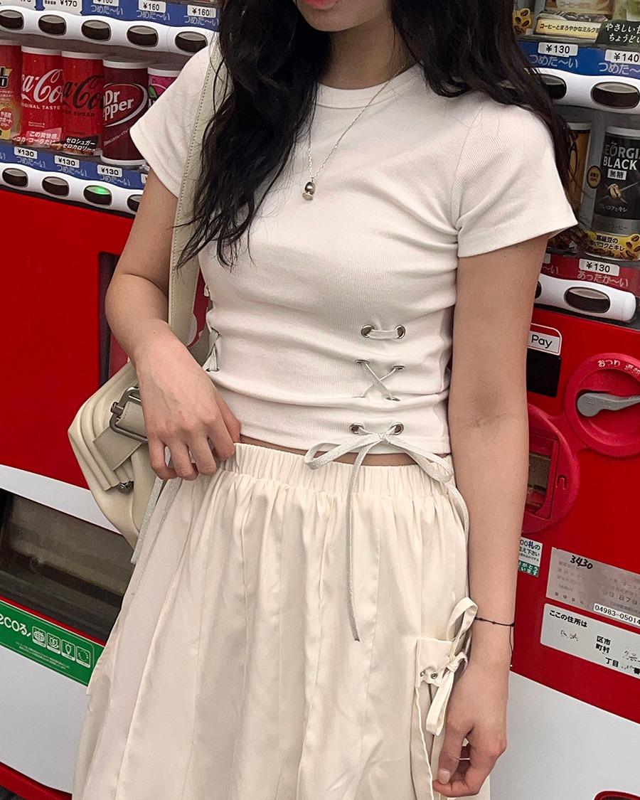 [MADE] Ribbon Eyelet Top (Ivory)