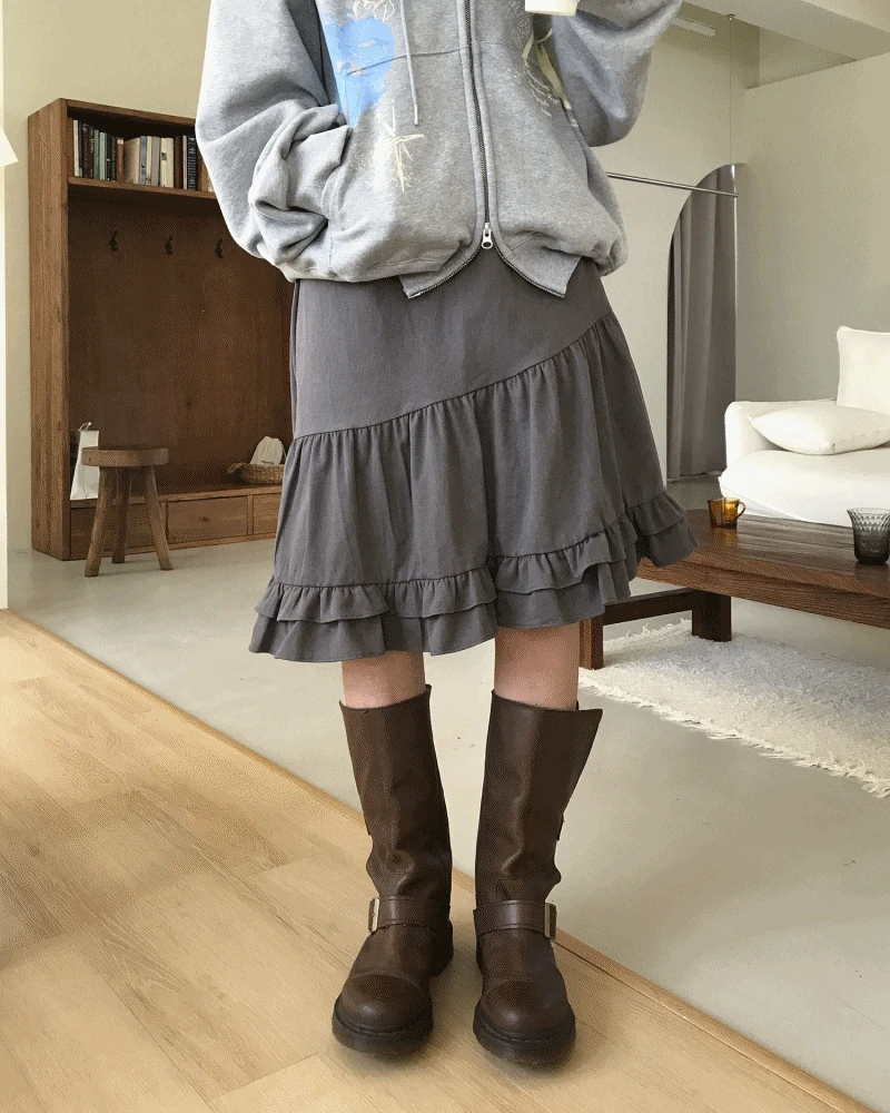 GRAYISH RUFFLE MIDI SK