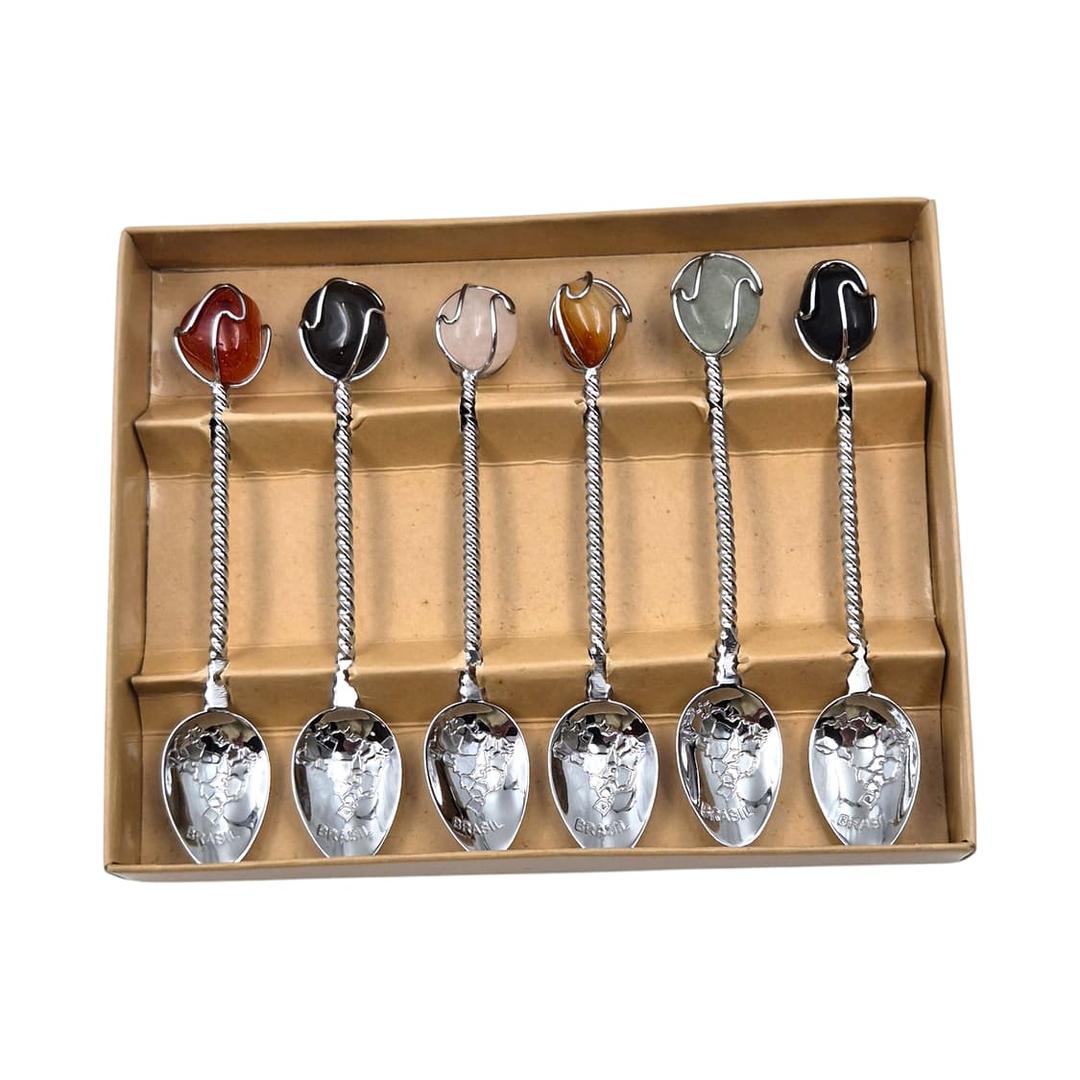 80s 브라질 천연 원석 실버 티스푼 6p 세트 | 후루츠패밀리