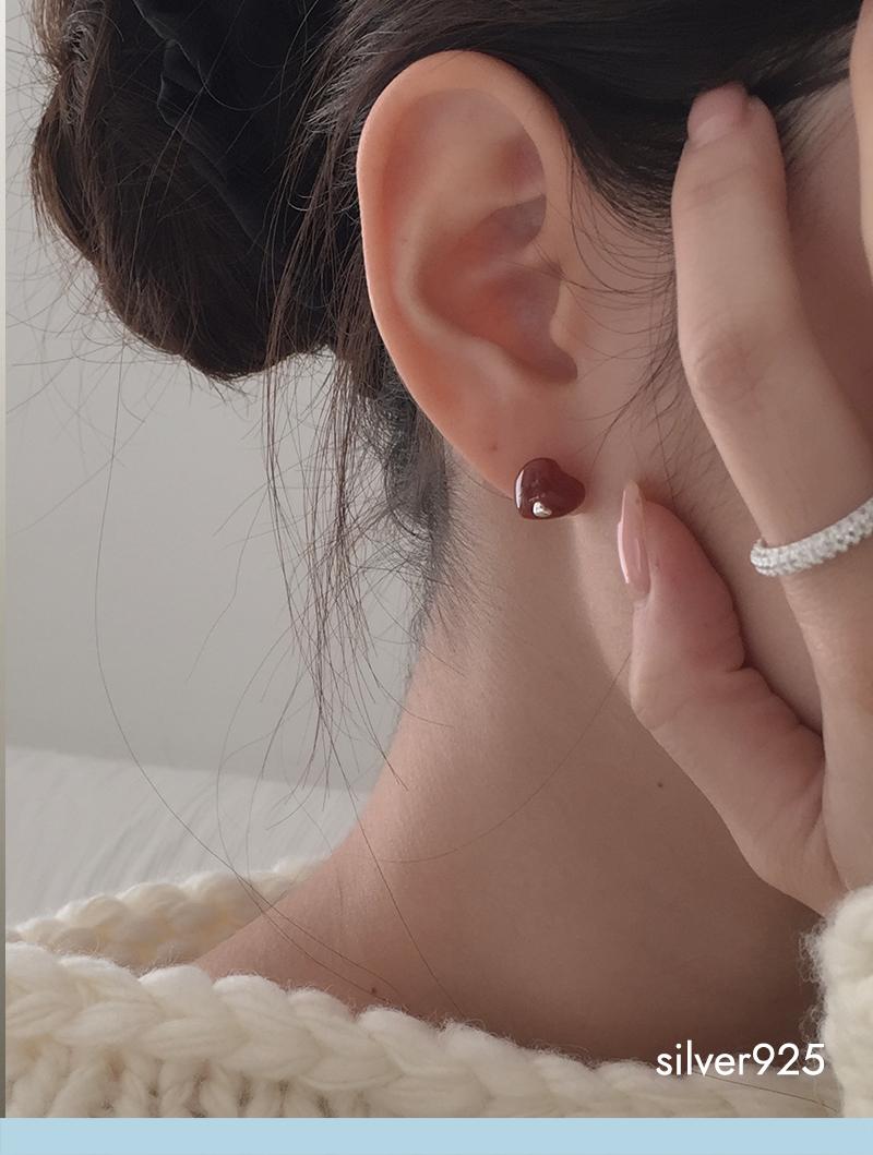 holly heart earring (silver925)