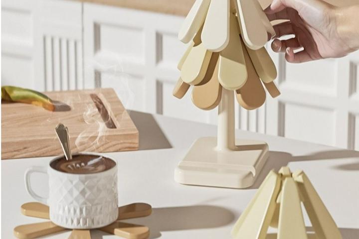 스탠딩 트리 실리콘 냄비받침 답례품 원형 사각 스탠드 인테리어 소품 집들이 선물