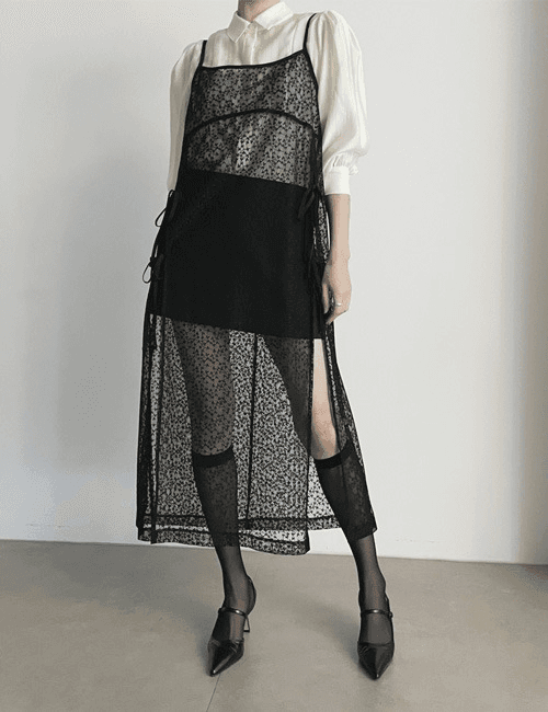 베이 레이스 뷔스티에 리본 롱원피스 [3color]