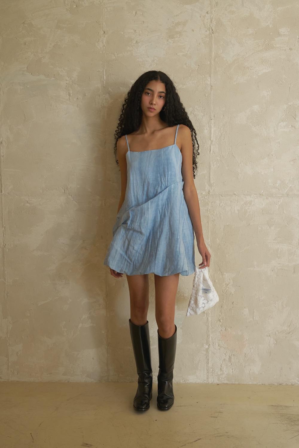 Twist Balloon Mini Dress / Skyblue