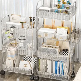 🚀대형/오늘출발🚀 2/3/4단 투명 트롤리 아크릴 이동식 다용도 트레이 협탁 수납 주방 틈새 카트 선반 2단 3단 거실 욕실 인테리어 홈데코 모던 감성 정리함 수납함 방정리