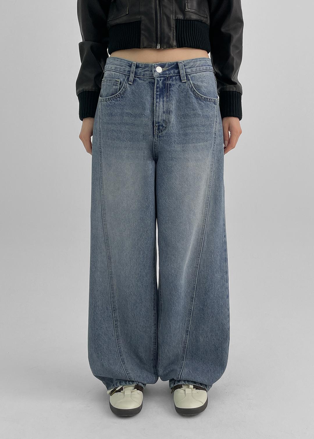 블랙업 [MADE] 코네 와이드 절개 데님팬츠