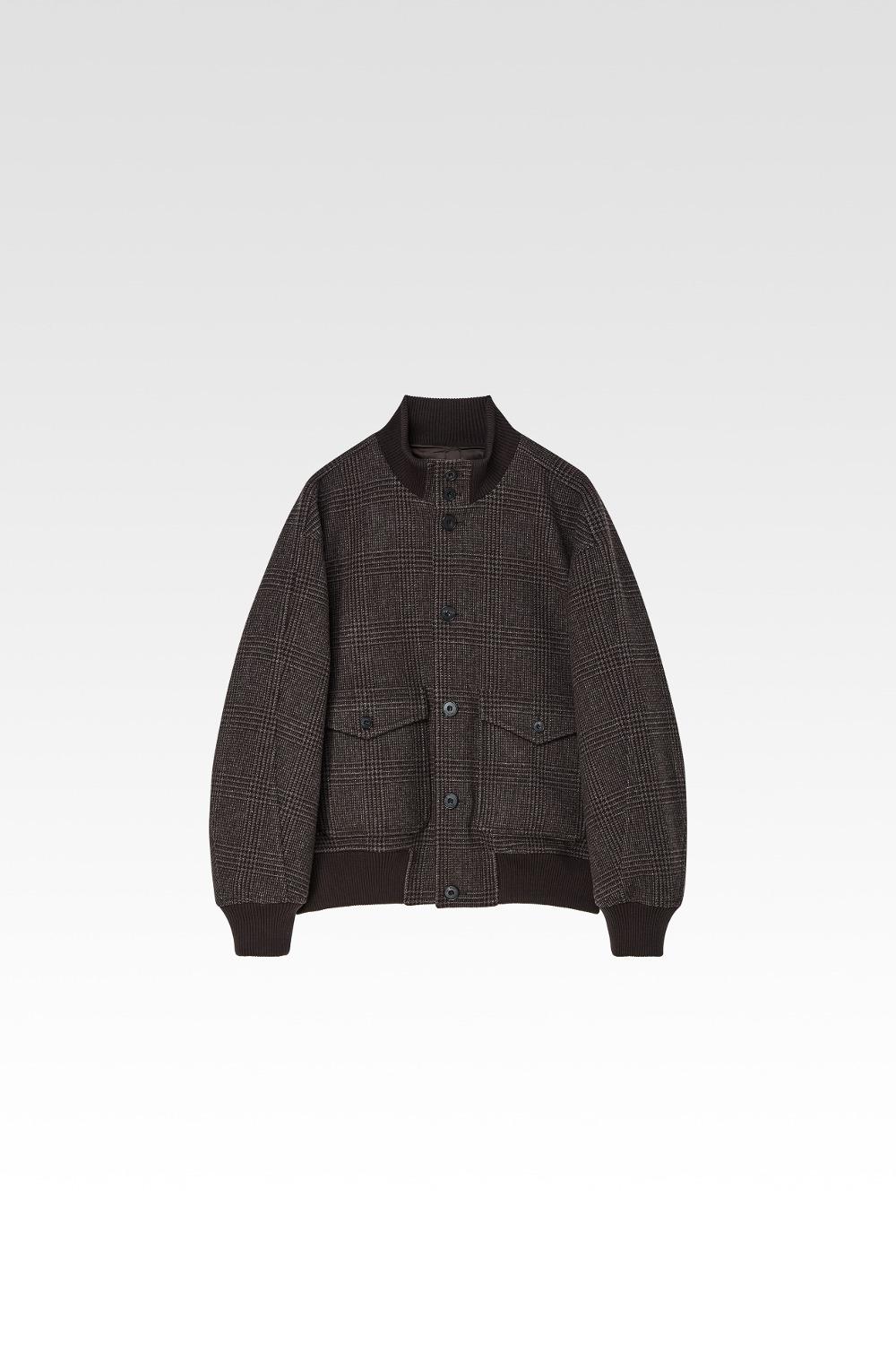 A-1 울 블루종 브라운 체크