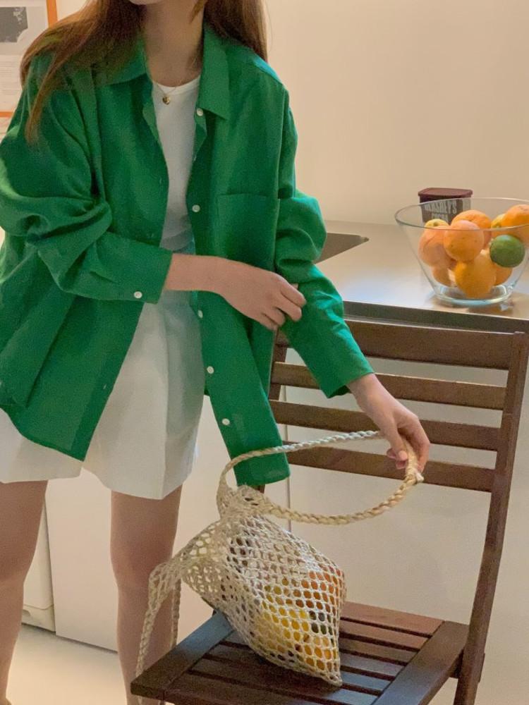 리츠 린넨셔츠 (6col) 린넨100 마 남방 롤업 그린 블루 여름 셔츠 썸머아우터