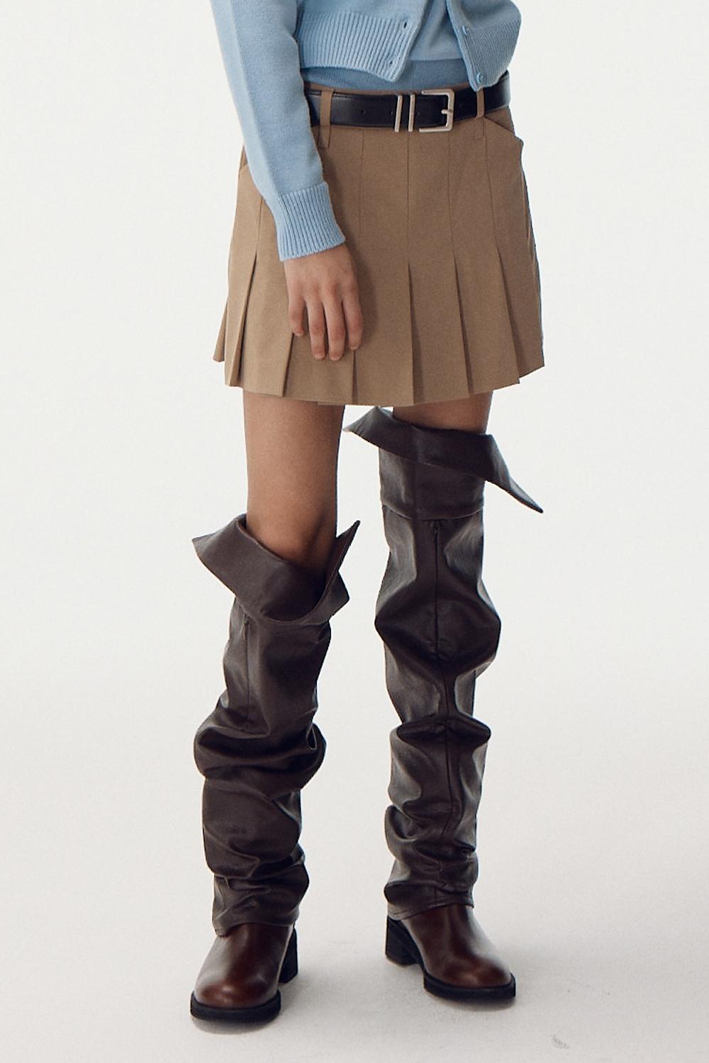 Faux Leather Leg Warmer, Red Brown