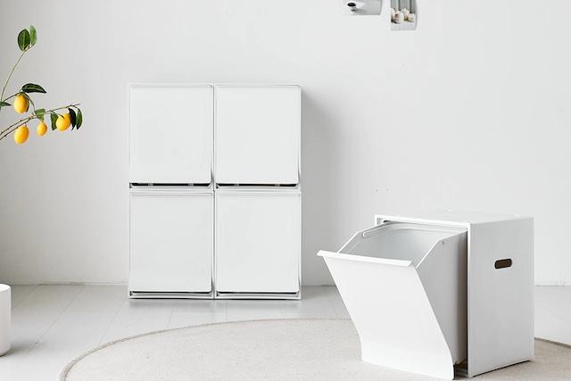 모노톤 가정용 분리수거함 1단/2단 (스티커+전용비닐20매)