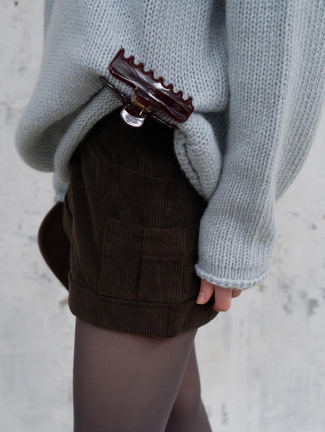 [3rd] Corduroy fold shorts - brown