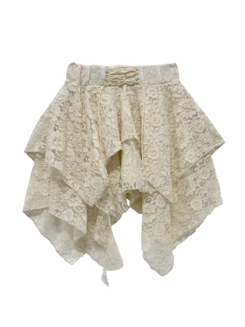 LACE UP LACE SKIRT IVORY