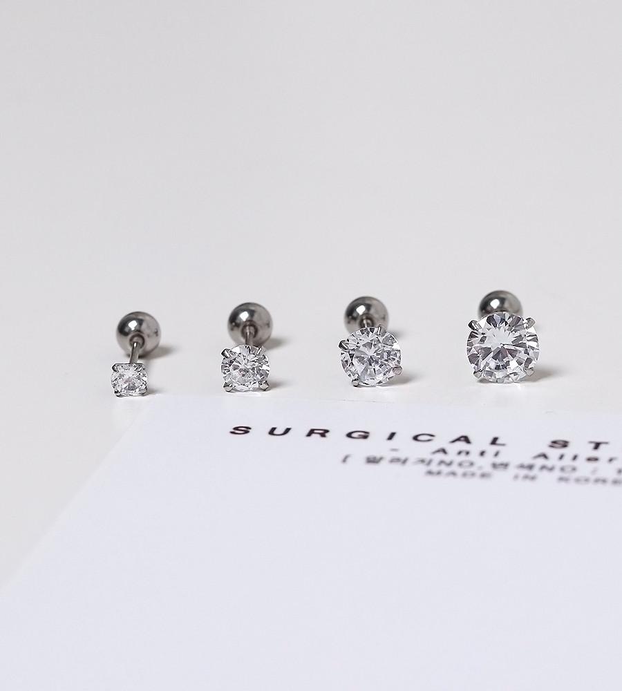 큐빅잠금볼  써지컬스틸피어싱귀걸이(피어링/잠금볼)