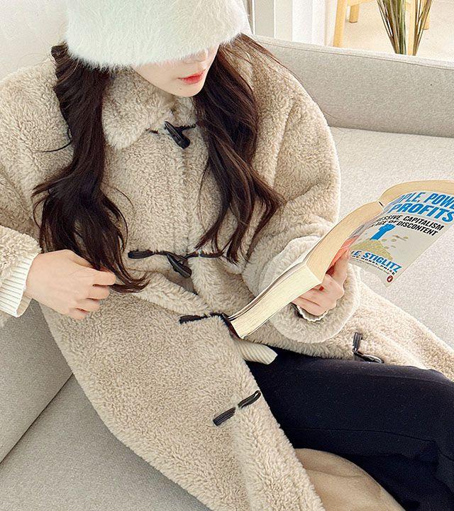 [2col] 떡볶이 덤블 뽀글이 양털 무스탕 롱 코트