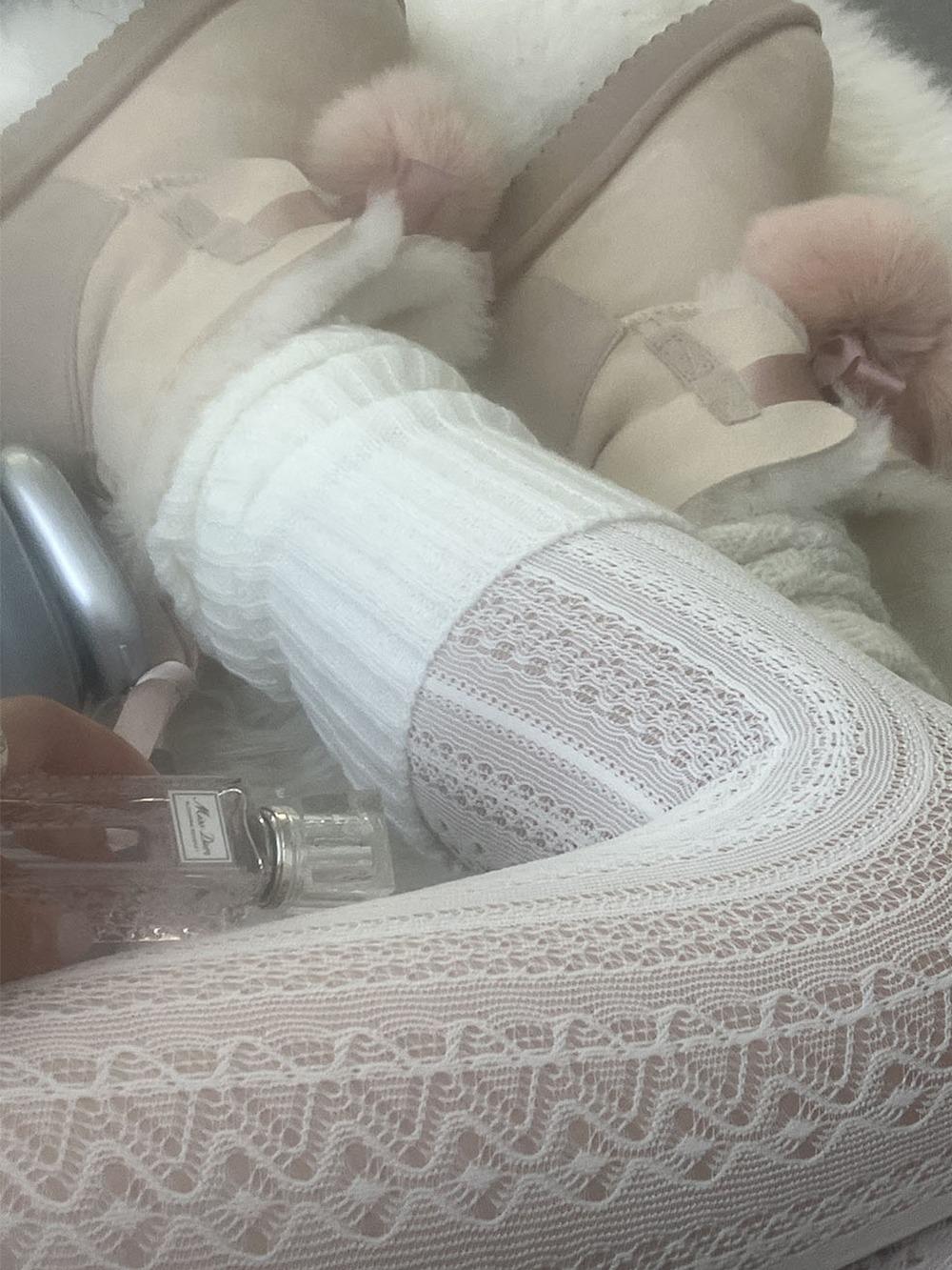 knit girlmood lace stocking (2 color) | 니트 걸무드 레이스 스타킹