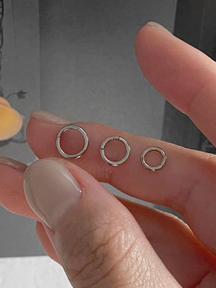 14K 화이트골드 세그먼트 링 피어싱 0.9mm 원터치
