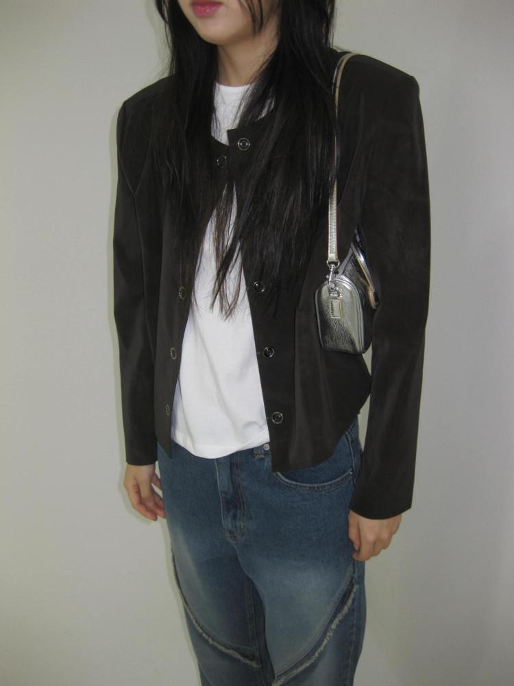 suede leather jacket (brown)