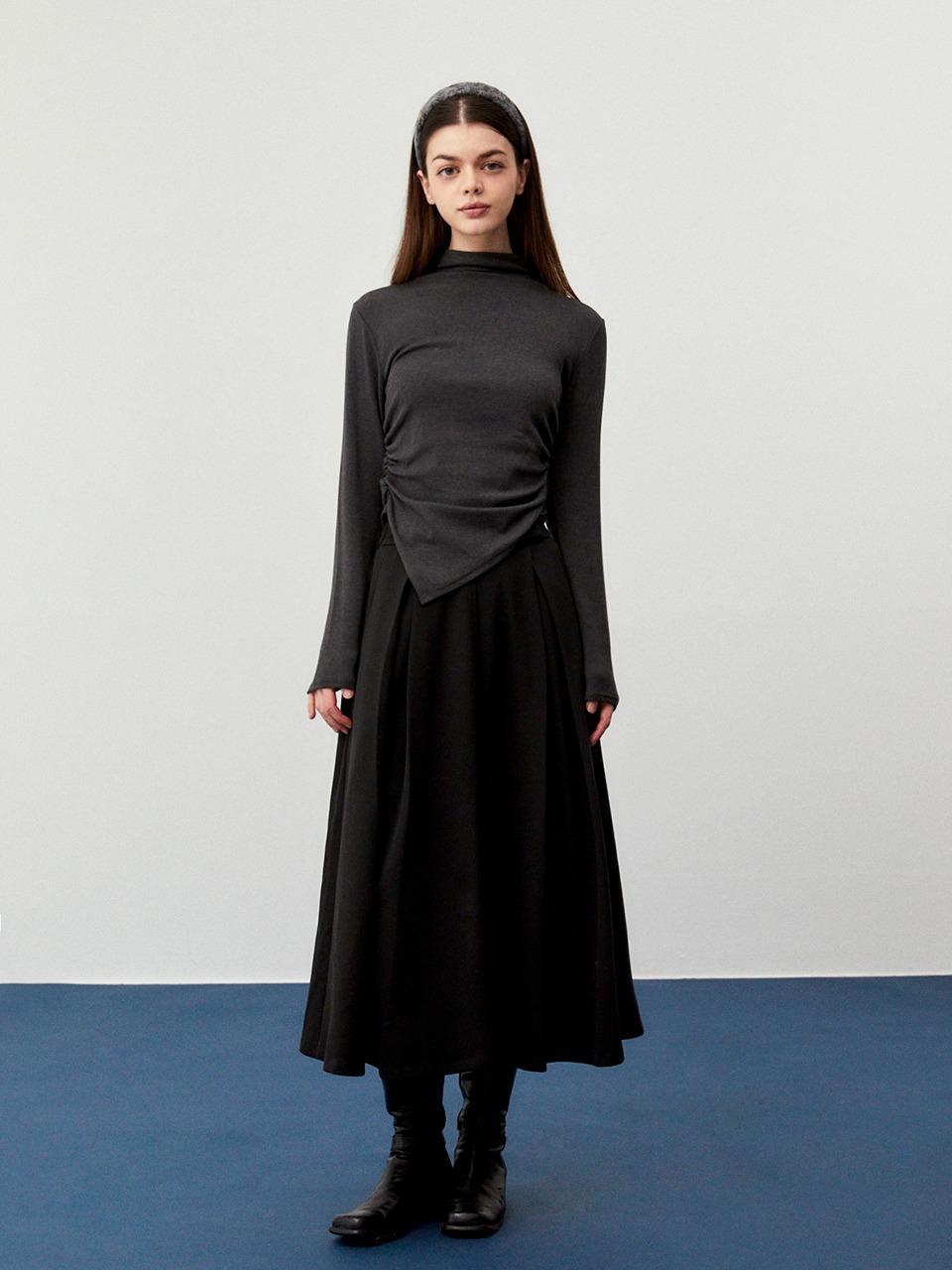 기모 플레어 맥시 스커트 (블랙)