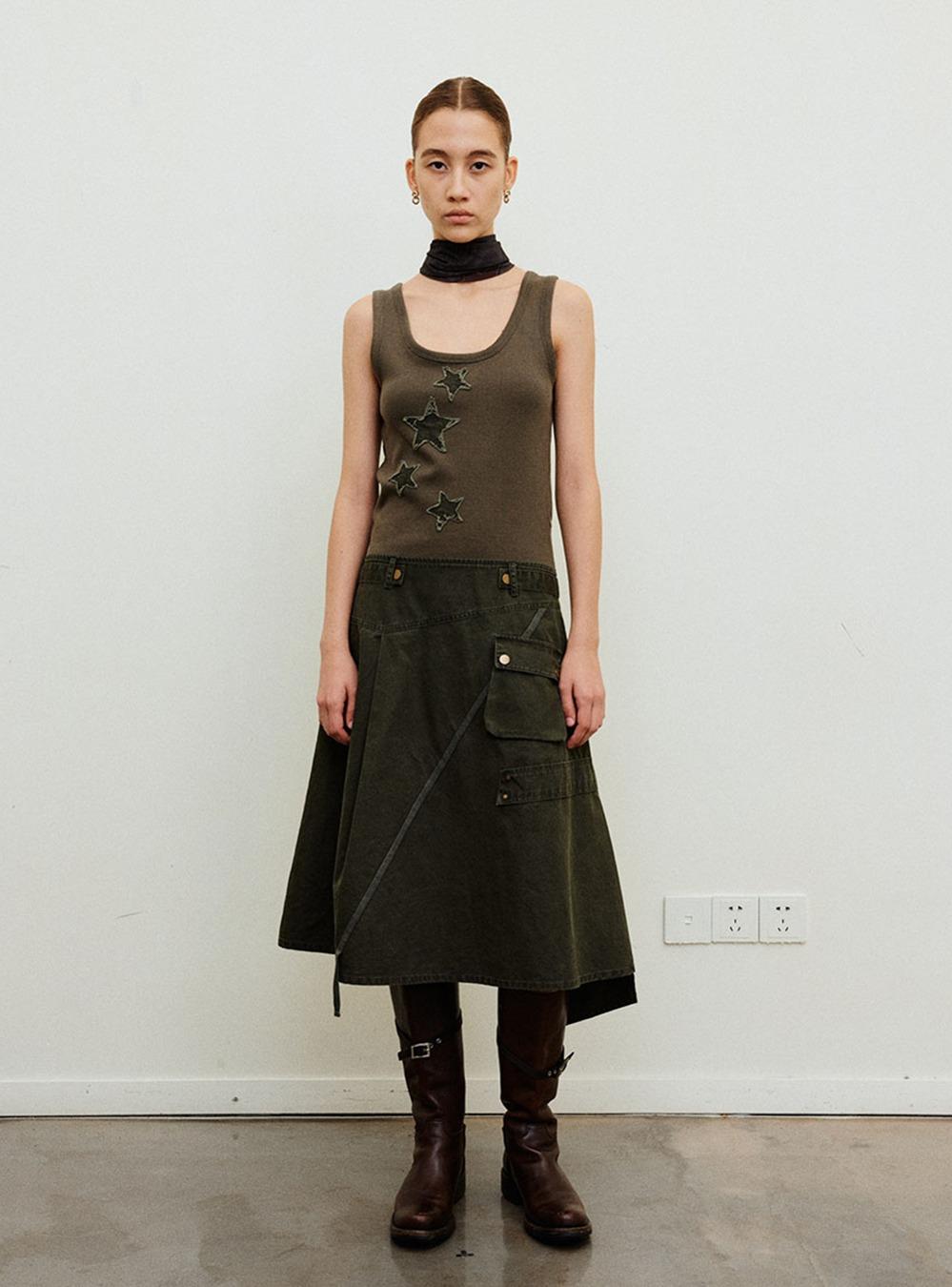 Star Patchwork Washing Sleeveless Dress