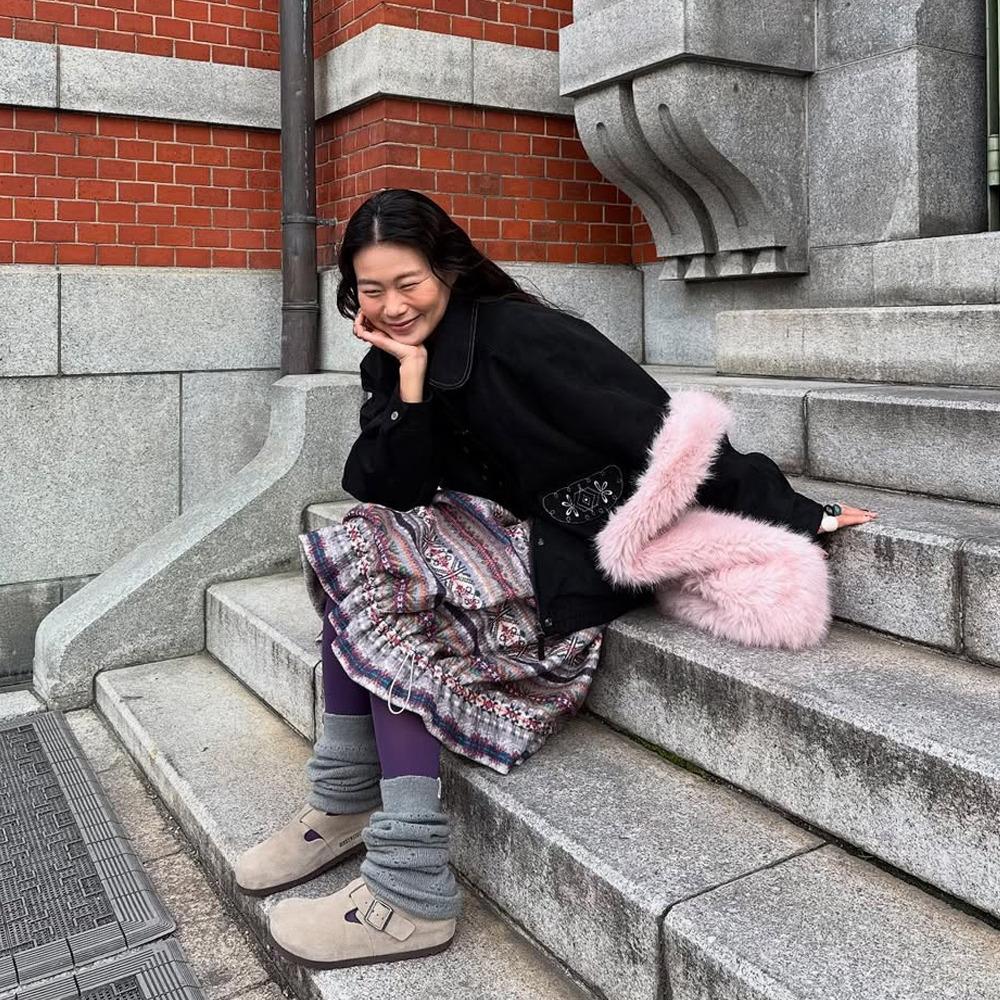 Nordic Pattern Volume Skirt_Grey