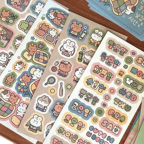 윤구 패치워크 스티커 4종