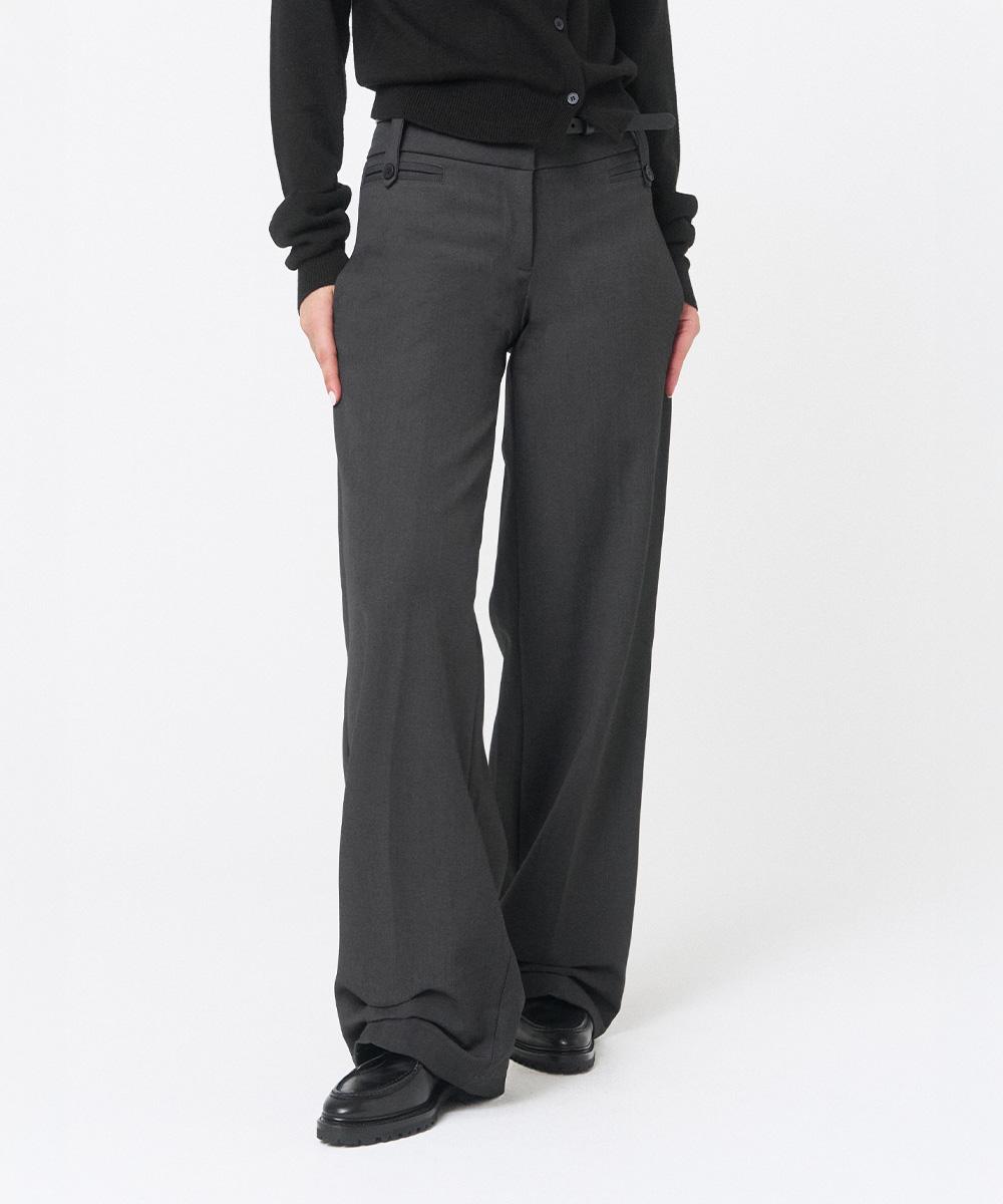 Tuck detail slacks pants CHARCOAL