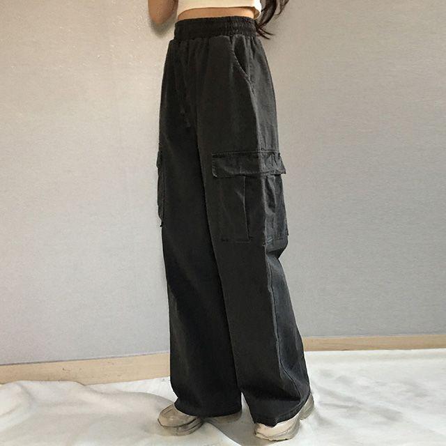 빅사이즈 힙 체형커버 와이드 롱 피그 카고 건빵 바지 팬츠 남녀공용 커플룩