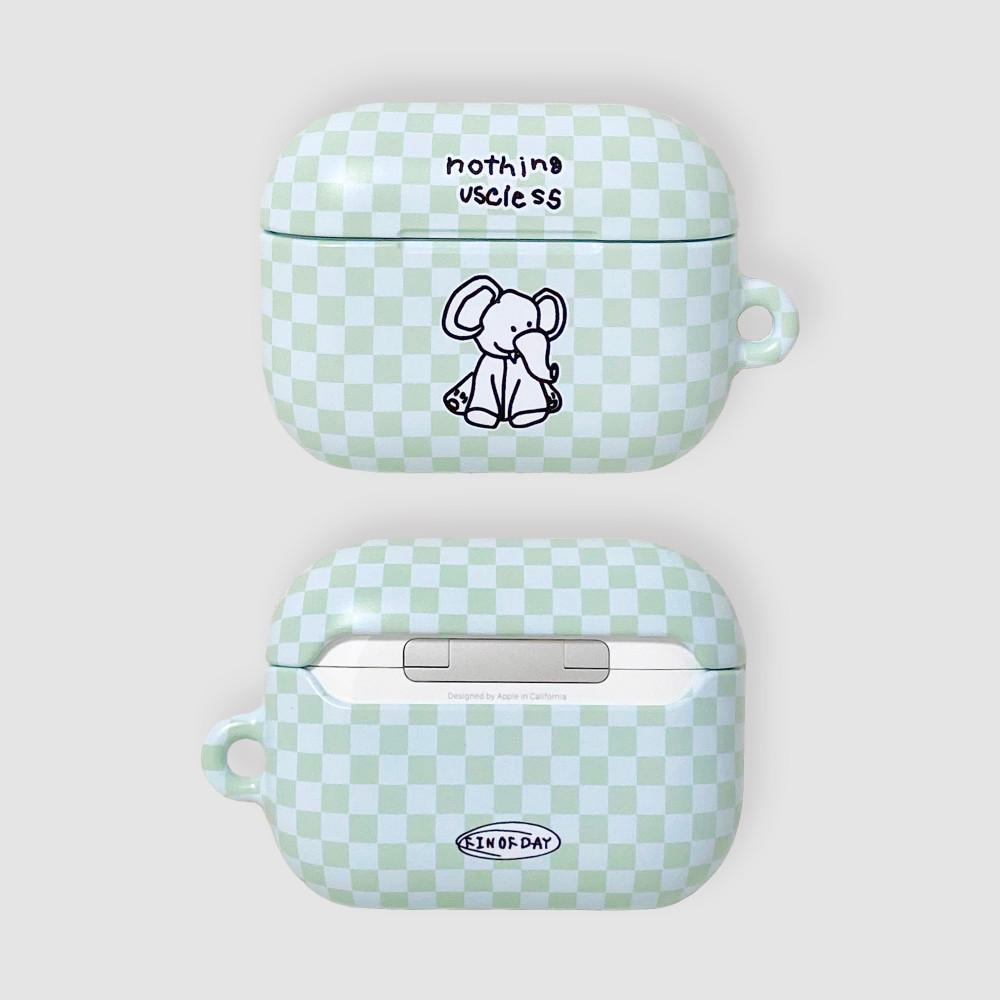코끼리 민트 체커보드 에어팟 프로 케이스