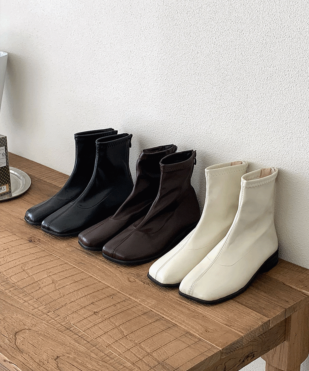 타비 플랫 스판 앵클부츠