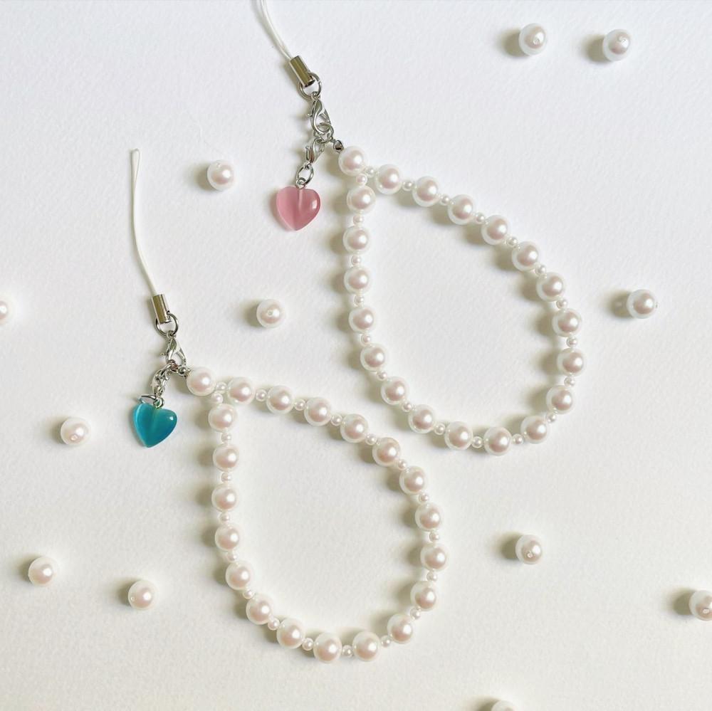 클래식진주 하트참 핸드폰고리줄 HANDMADE 고급 핑거스트랩