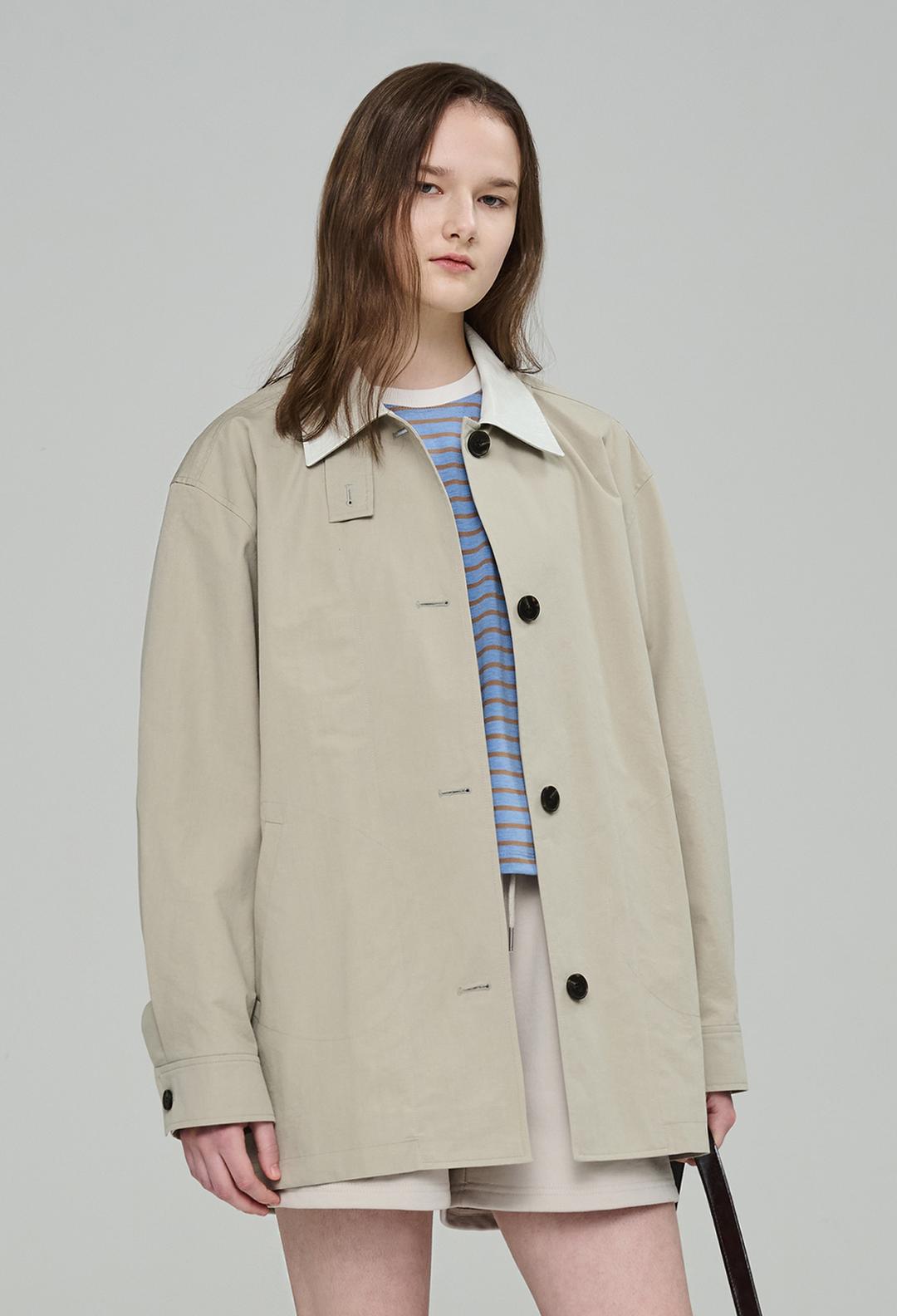 줄리아페페 Leather Collar Hunting Jacket (Mint) Leather Collar Hunting Jacket