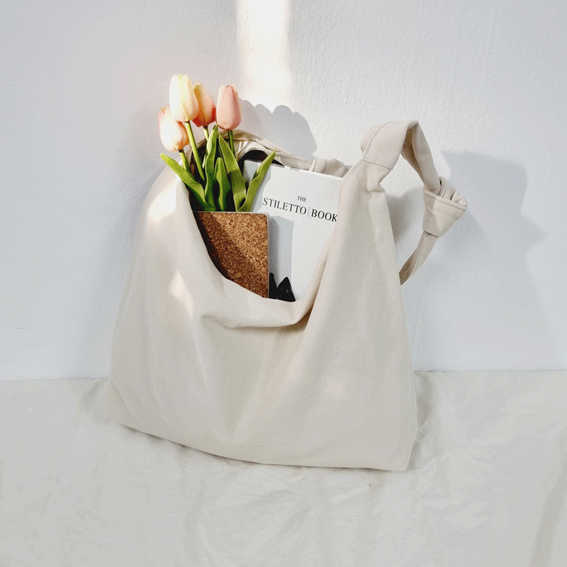 솔린 데일리 가벼운 캔버스 매듭 무지 에코백