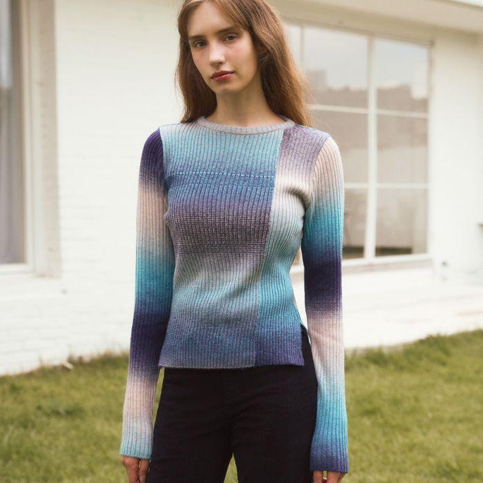 WOOL GRADATION KNIT TOP - SKYBLUE & BLUE