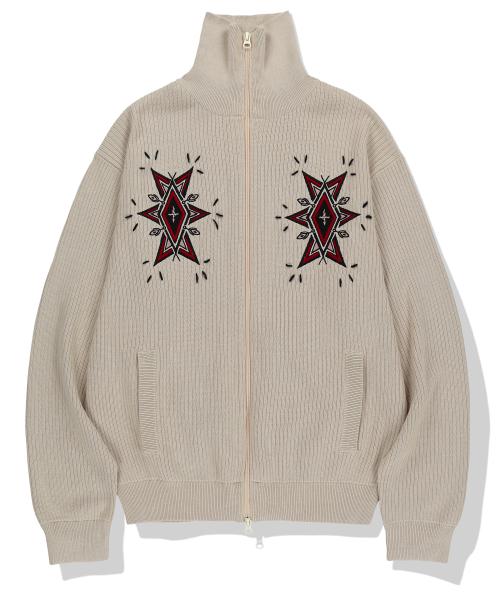 Angel Argyle Knit Track Jacket - Beige