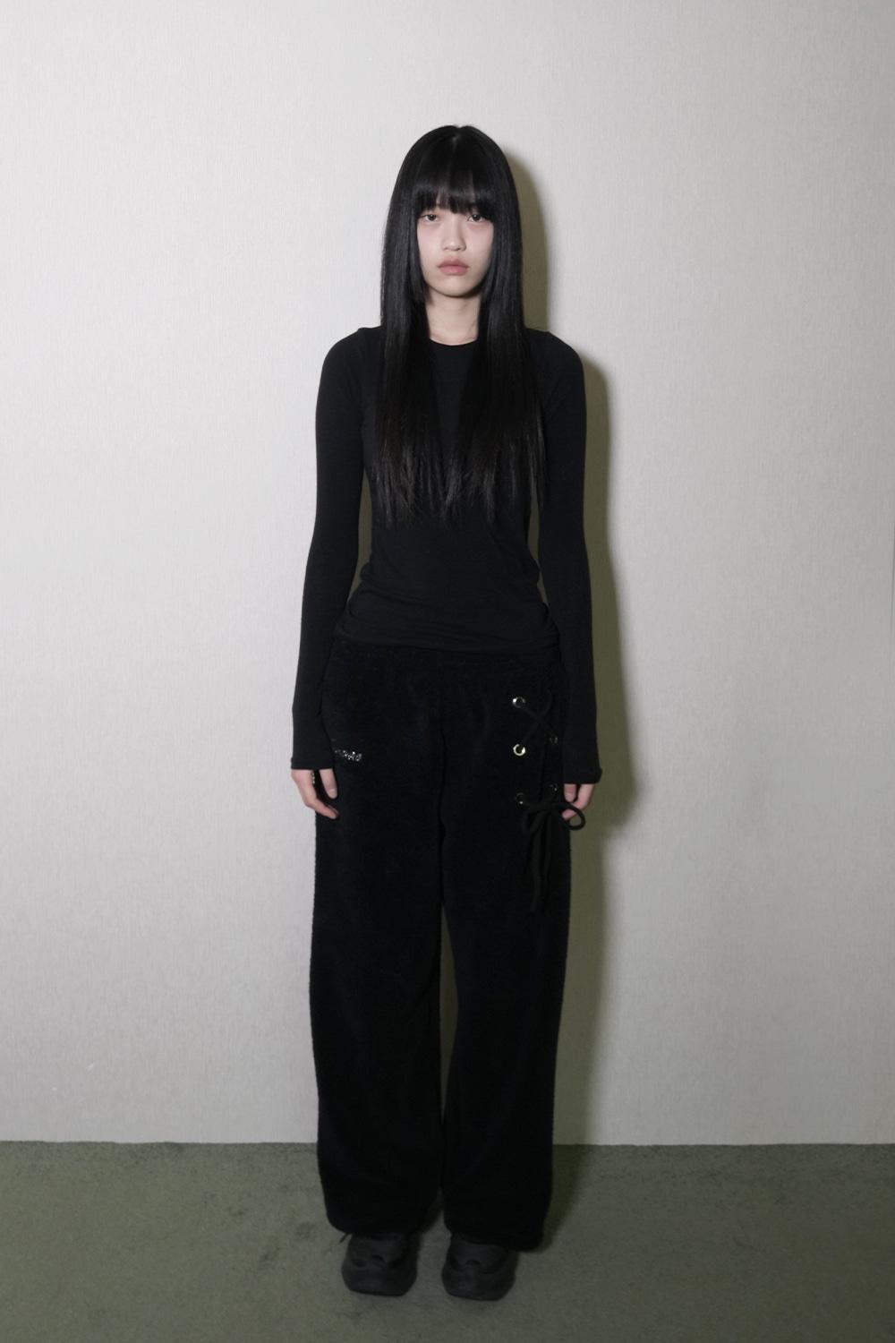 Shearing Ribbon lounge pants-Black