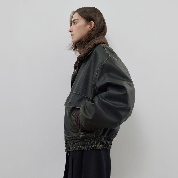 Shearling Leather Blouson Mustang (dark brown)