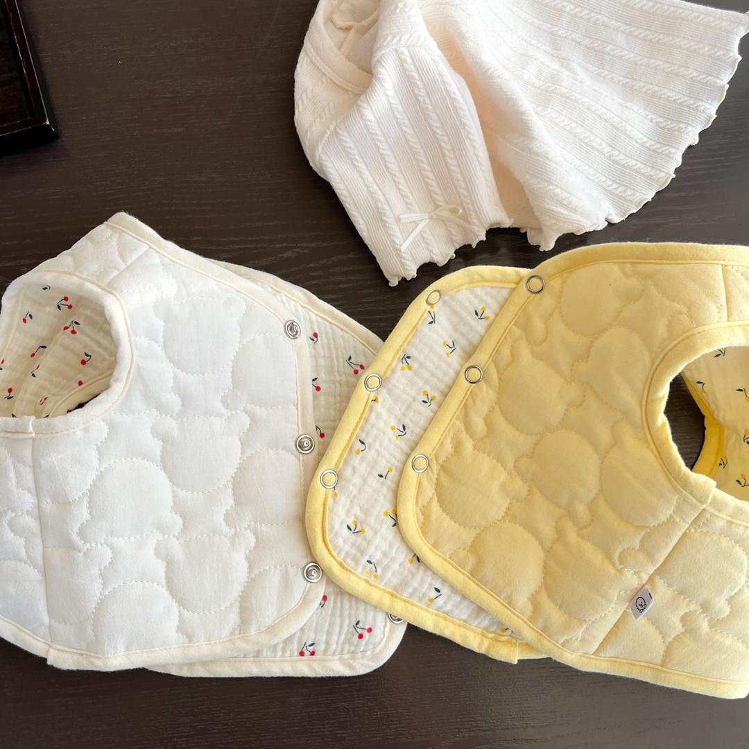 [펫피크닉] 앵두 곰돌이 양면 누빔 조끼 S / 크롭 리버서블 조끼