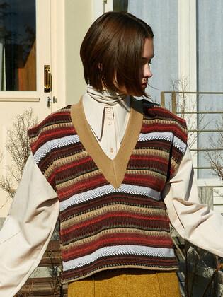 amr1347 croped wool vest (orange)