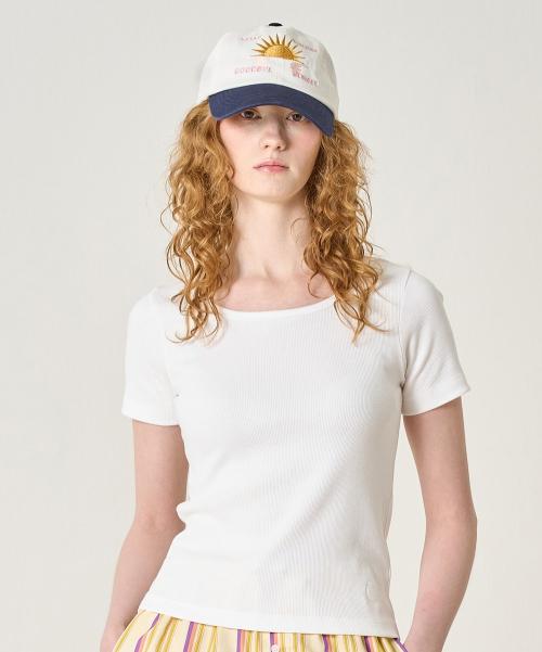 U-Neck Rib Layered Ts_White