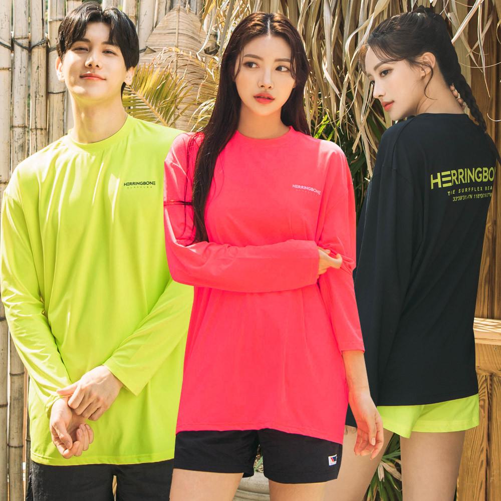 남자 여성 래쉬가드 루즈핏 커플 빅사이즈 비치웨어 크레용 긴팔