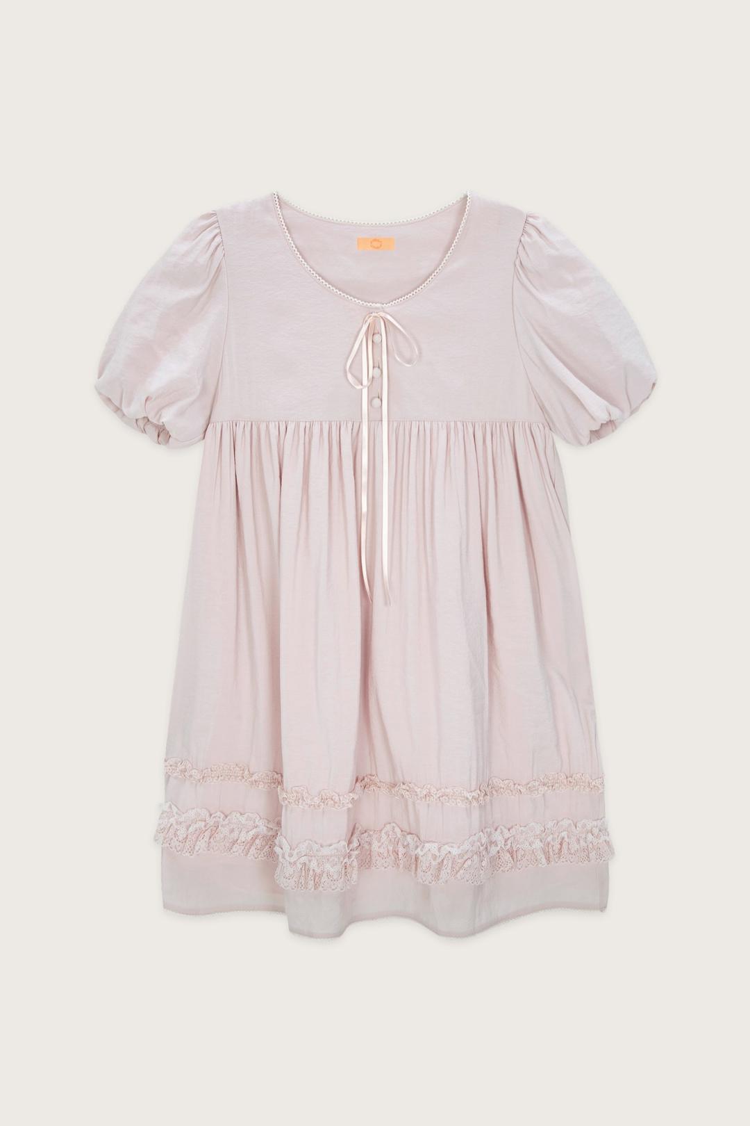 Lace Puff Dress (Pink)