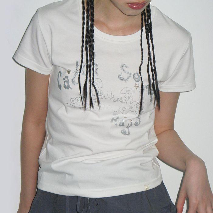 Catch Embroidery T-Shirt [Off White]